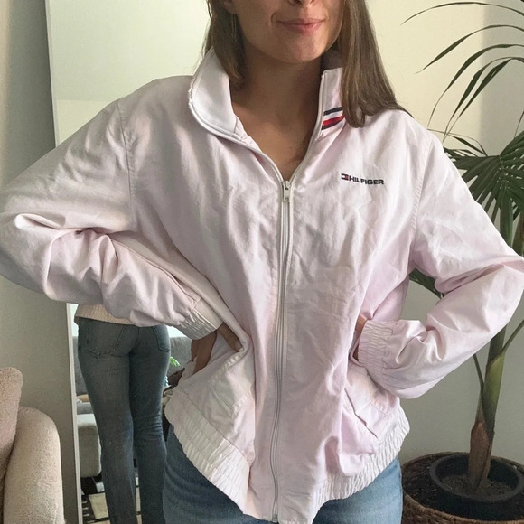 Y2K Tommy Hilfiger Baby Pink Windbreaker Jacket - Picture 1 of 13